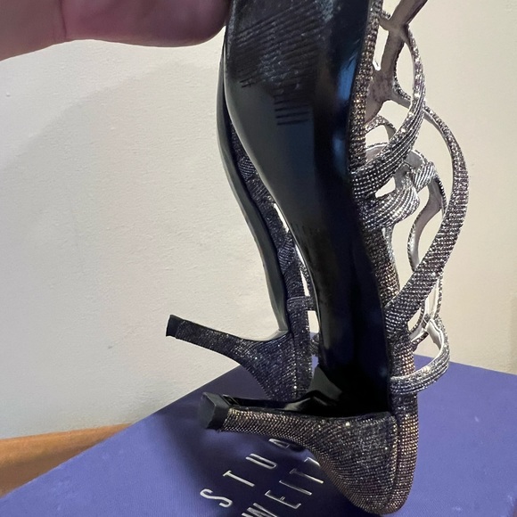 Stuart Weitzman Turningup Strappy Glitter Sandals - Picture 8 of 10